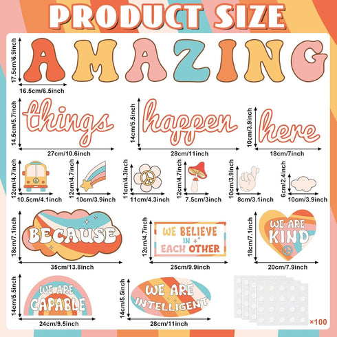 Groovy Bulletin Board Classroom Decorations, Amazing Things Happen Here Set for Back to School Wall Decor
