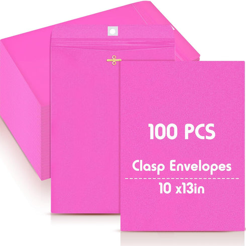 Geyee 100 Pcs Gummed Mailing Envelopes, Manilla Envelopes for Storing or Mailing (Rose Pink, 10 x 13 Inch)