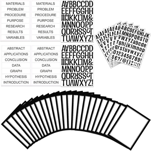 PerKoop 36 Sheets Science Fair Board Supplies, 24 Self Adhesive Presentation Science Subtitles for Classroom Office