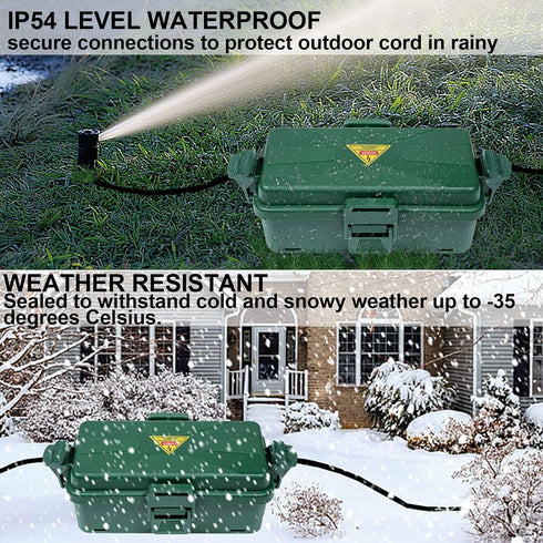 Outdoor Electrical Box Waterproof IP54-rated, Black Outdoor Extension Cord Cover Box (7.6 x 3.9 x 3.3 inch)