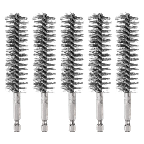 5Pcs Bore Brush Stainless Steel 22mm Dia Cleaning Twisted Wire Brush Tube Pipe Cleaner with Handle