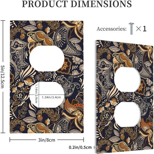 1 Outlet Covers Paisley Pattern Flower Cashew Flower Plant Gang Duplex Electrical Receptacle Faceplate Light Switch