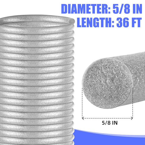 5/8" Diameter x 36' Length Backer Rod Caulk Saver Foam for Cement Caulk, Joints and Gaps and Driveway Crack (Grey)