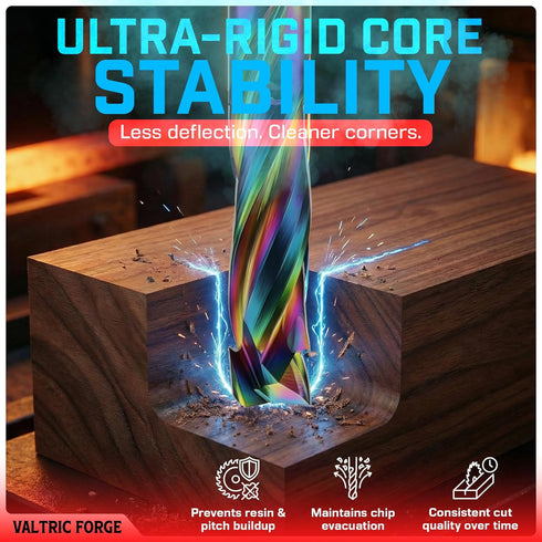 Valtric Forge 1/4" 3 1" Compression CNC Router Bit - Flute DLC Coated Solid Carbide End Mill - Non-Marring Anti-Chip