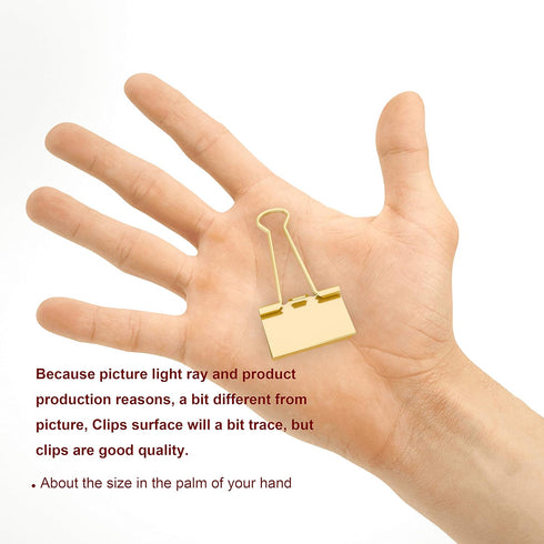 Binder Clips Medium Metal Clamp, 1-1/4 in (1.25 inch), Gold, 24 Count