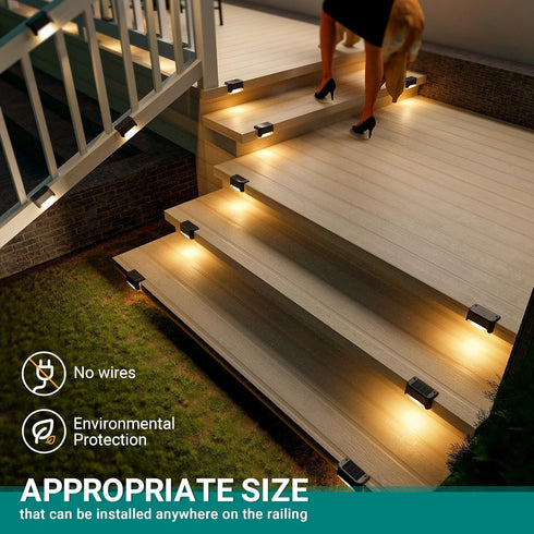 16 Pack, SOLPEX Solar Deck Lights Outdoor Solar Step Light Waterproof Led Light for Outdoor Stairs, Step, Fence, Yard
