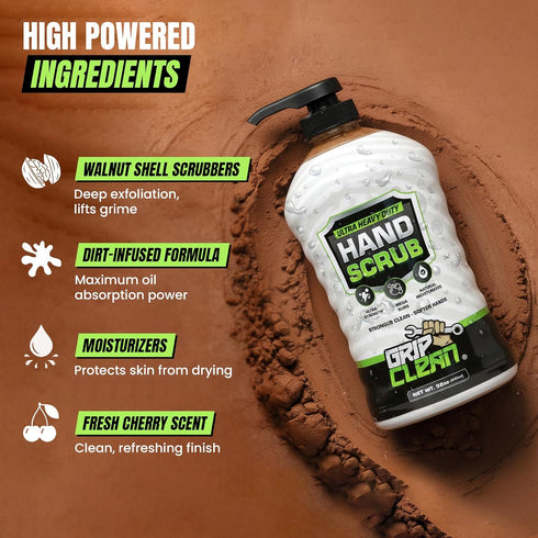 32 Oz Grip Clean Ultra Heavy Duty Hand Cleaner for Mechanics Walnut Shell & Clay-Infused Technology Removes Grease, Oil