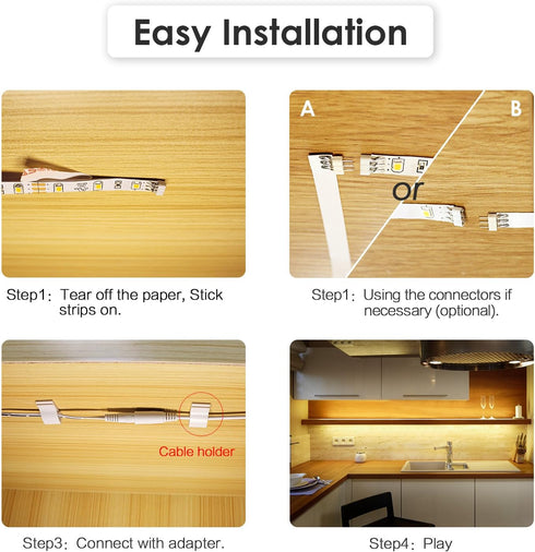 6 Dimmable Dimmer, 24W 2700K Set, 1500lm, Counter, WOBANE Under Cabinet LED Lighting Kit, PCS LED Strip Lights