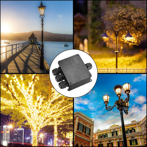 Waterproof IP68 Electrical Junction Box, 4-Way External, Cable Connector Box for 4-12mm Wire Range (1Pcs)