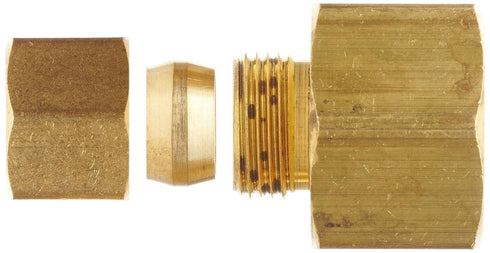 Anderson Metals Brass Tube Fitting; Coupling, 1/4" Compression x 1/4" Female Pipe