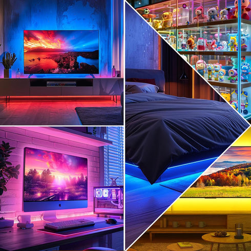 Backlight,16.4FT 65-75in PANGTON VILLA Led Lights for TV LED RGB Smart LED Strip Lights for TV, Bluetooth APP & Remote