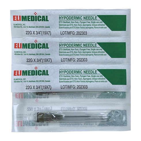 Veterinary Hypodermic Needle, Poly Hub 22G x 3/4 inch, 100 per Box, Individually Packed, NDL2219