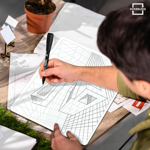 SCRIBBLEDO Large Graph Dry Erase Board 11”x14” Double-Sided White Board for Home School Classroom Teachers Students