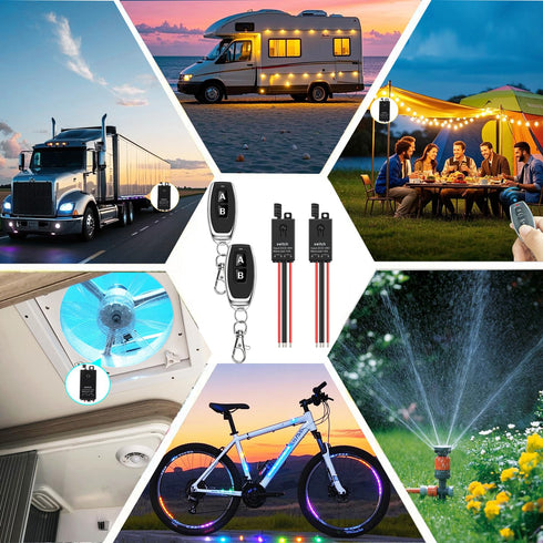 Switch12V,2 5V/12V/24V/48/10A 328FT Wireless Way Mini Remote Switch DC Relay Wireless Light Switch with Long Range