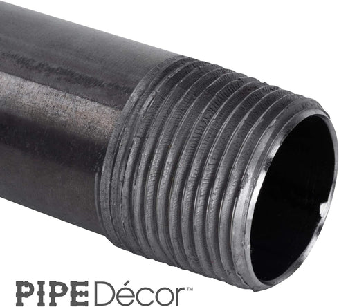Pipe Decor 1” x 2” Malleable Cast Iron Pipe, Pre Cut Connector, Industrial Steel Grey, 6 Pack