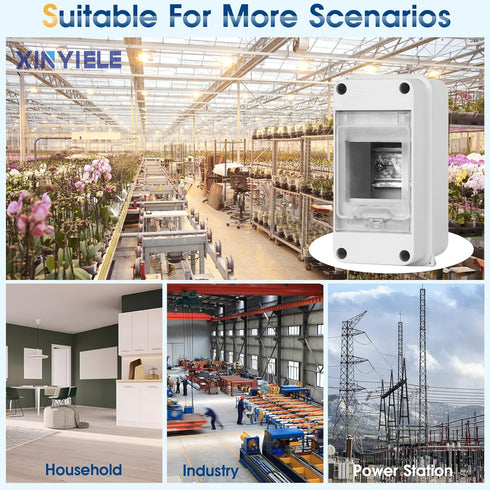 Waterproof Distribution Protection Box, IP65 ABS Plastic Breaker Electrical Box with Transparent Cover for Circuit