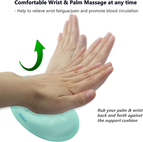 BRILA Ergonomic Memory Foam Mouse Wrist Rest Support Pad for Computer, Laptop, Office Work (Aquamarine)