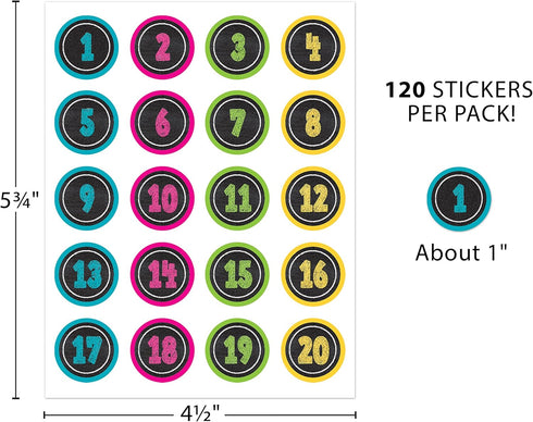 Teacher Chalkboard Brights Numbers Stickers