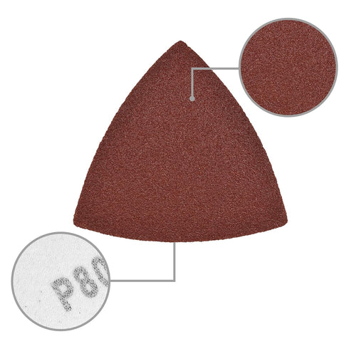 80 Grit Triangular Multitool Sandpaper 80mm for Wood Sanding, Pack of 20, Fit 3-1/8 Inch Oscillating Multi Tool Pads