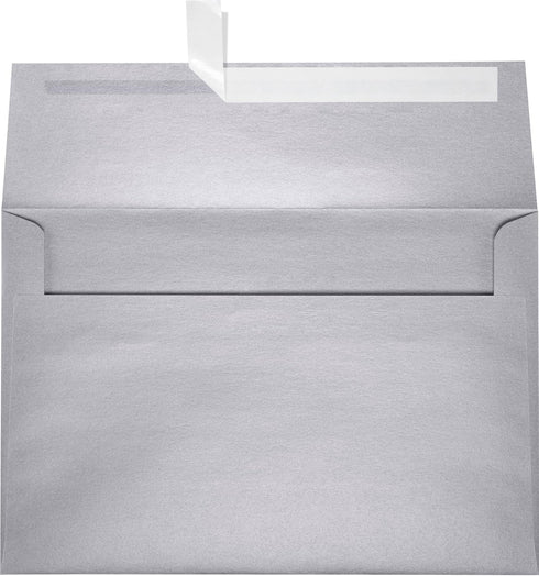 LUXPaper A10 Invitation Envelopes, Silver Metallic Peel & Press, 6" x 9 1/2", 80lb. Text, 50 Qty.