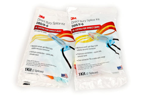 3M Direct Bury Splice Kit DBR/Y-6 (BULK), 18-10 AWG, UV-Resistant, Steel Spring, Flame Retardant Insulation, 1 pack containing 2 Splice Tubes and 2 R/Y Connectors