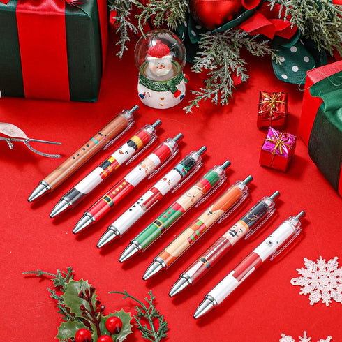 Cholemy 200 Pcs Christmas Pens Bulk, Xmas Novelty Ballpoint Pens with Black Ink for School Office Home