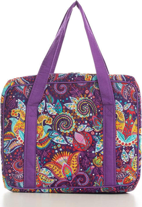 DIWI Quilted Bible Cover Extra Large Sizes 11.25 X 8.25 X 2.75 Inches Bible Tote Case (XL, C2 Purple Garden)