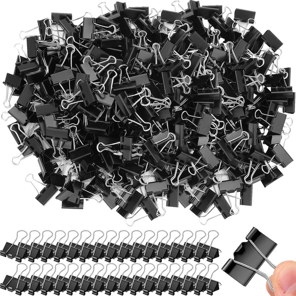 Jetec 500 Pieces Medium Binder Clips, Metal Paper Clips for Office Supplies (1.25 Inch, Black)