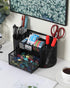 EasyPAG Desk Organizer, Mesh Desktop Caddy with 8 Compartments and 1 Drawer for Office Supplies (Black)