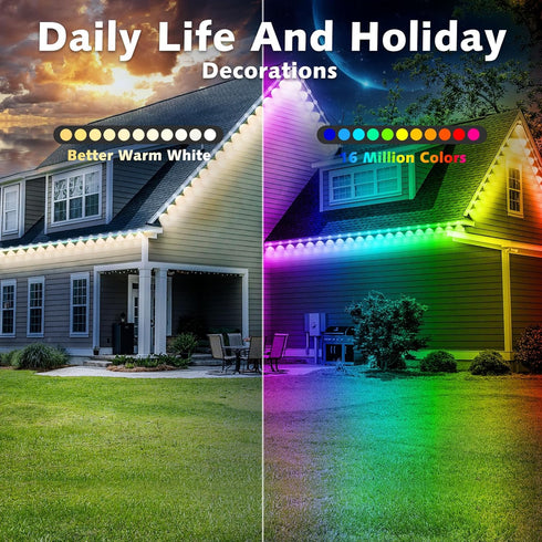 SINLEY 100FT Permanent Outdoor RGB Lights,Waterproof Smart LED Eaves Lights with App/Remote Control,for Christmas