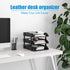 Leather Desk Organizer, Thipoten 3-Tier Stackable Letter Tray Holder for Office Supplies, Black-3Tiers