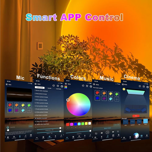 Sunset Lamp Projector with APP and Button Control, Multicolor Changing Projection Light Sunlight Lamp for Bedroom