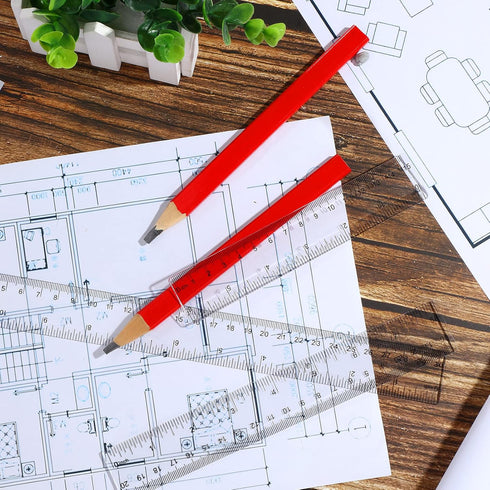 Carpenter Pencils Medium Hard Natural Wood Cased Quality Flat Octagonal Red Black Pencils for Office School Supplies
