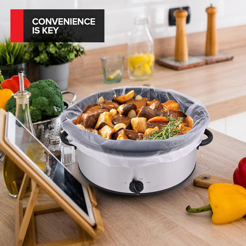 20 Count 8qt 8 Gusset Large Slow Cooker Liners, Disposable Slow Cooker Liners for Oval Pots, Premium Rip-Resistant
