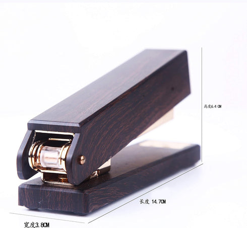 HOYUJI Woodgrain Black Stapler, Marbled Woodgrain Stapler, Elegant Modern Accessory for Stylish Desks, Rose Gold