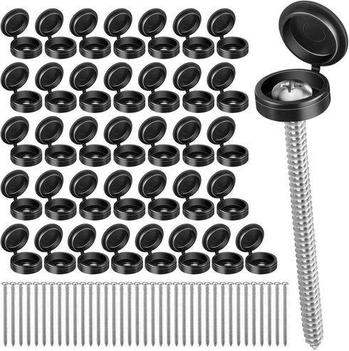 36 Set 3 Inch Shutter Screws and Caps Black Shutter Screws with