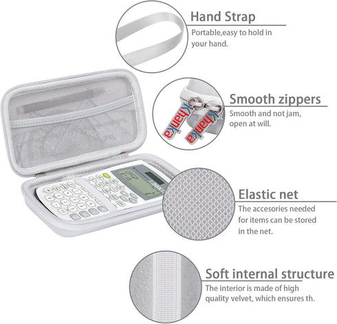 Khanka Hard Travel Case for Texas Instruments TI-30XIIS Scientific Calculator, Case Only (White)