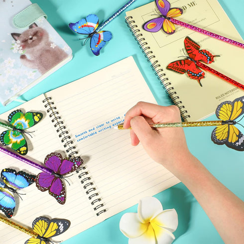 Zhanmai 24 Pieces Butterfly Style Novelty Pens, 0.5 mm 0.7 mm Cute Ballpoint Writing Pens for Classroom