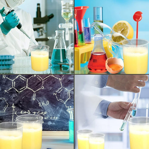 100Pcs 100ML Plastic Graduated Measuring Beaker Set, Clear Liquid Mixing Cups for Epoxy Resin, Lab Use, Tapered Spout