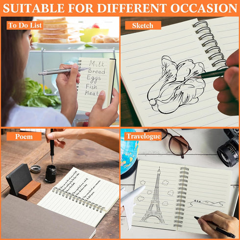 Qilery 6 Pack A6 Spiral Lined Notebooks, 4 x 5.5 Inch Pocket Notebooks, 100 Sheets for Office and School