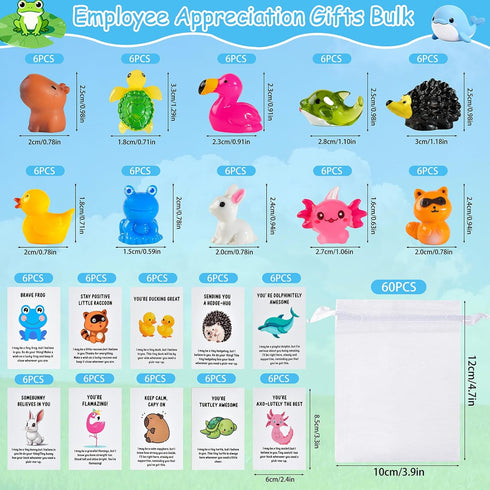 PAPPYN-A 60 Set Employee Appreciation Gifts Bulk for Coworkers Team Staff Thank You Gifts Organza Bags Back