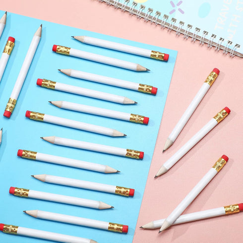 Outus 144 Pieces Golf Pencils, HB Half Pencils with Eraser, 3.5 Inch Mini Pencils for Kids, Baby Shower, School