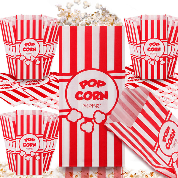 Poppy's Paper Popcorn Bags - 40 Pcs 1oz Concession-Grade Bags for Movie Nights, Popcorn Bars, and Concessions