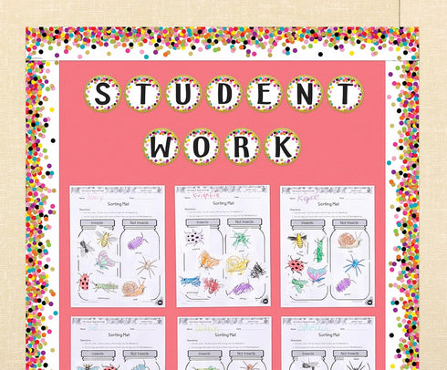 Teacher Created Resources Confetti Straight Rolled Border Trim, 50ft for Bulletin Boards, Walls, Classrooms, Offices
