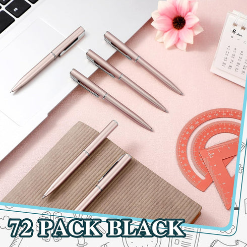 Teling 72 Pcs Small Ballpoint Pens, Mini 4 Inch Black Ink Pens for Notebook, Pockets, School Office Supplies