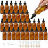 STARSIDE 24 Pack 2 oz Amber Glass Dropper Bottles for Essential Oils, Includes Brush, Funnels, Labels