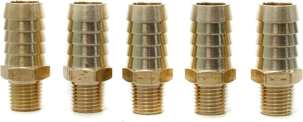 LTWFITTING Brass Coupler Fitting 5/8-Inch Hose Barb x 1/4-Inch Male NPT Vehicle Fuel Heater System (Pack of 5)