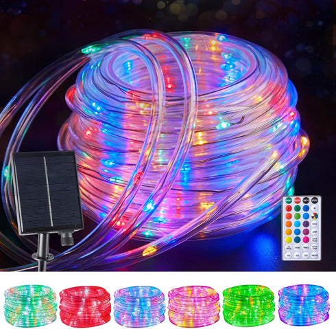 Brightown Solar String Lights Outdoor Waterproof, 18 Colors Changing 39FT Fairy Rope