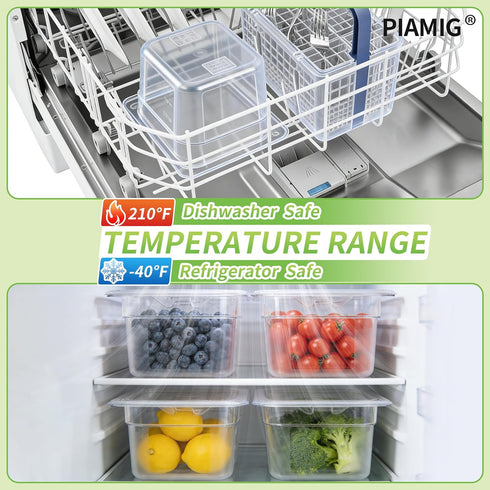 1/6 4" Commercial (4 Pack) Size Deep Plastic Food Pans with lids,Clear Polycarbonate Food Storage Containers