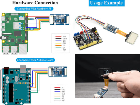 UeeKKoo 1.51inch 5/4B/3B+/3B/A+/Pi 2W, 128 64 SPI/I2C Transparent OLED Compatible with Raspberry Pi Zero W/Pi Zero x